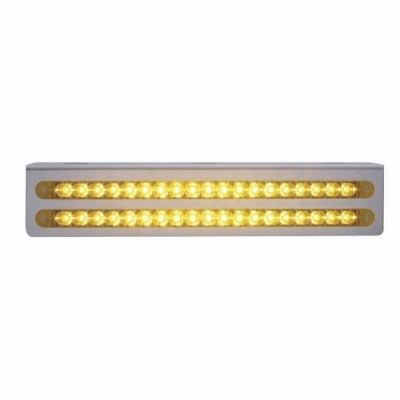 United Pacific 12-3/4" Stainless Light Bracket With 2X 19 LED 12" Light Bars Amber LED/Amber Lens 37928