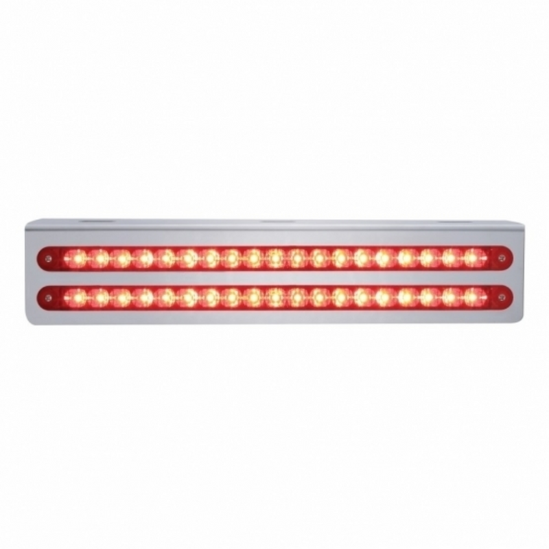 United Pacific 12-3/4" Stainless Light Bracket With 2X 19 LED 12" Light Bars Red LED/Red Lens 37929