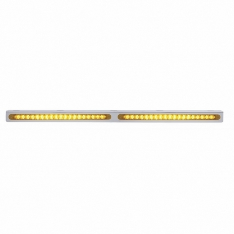 United Pacific 25-5/16" Stainless Light Bracket With 2X 19 LED 12" Light Bars Amber LED/Amber Lens 37932