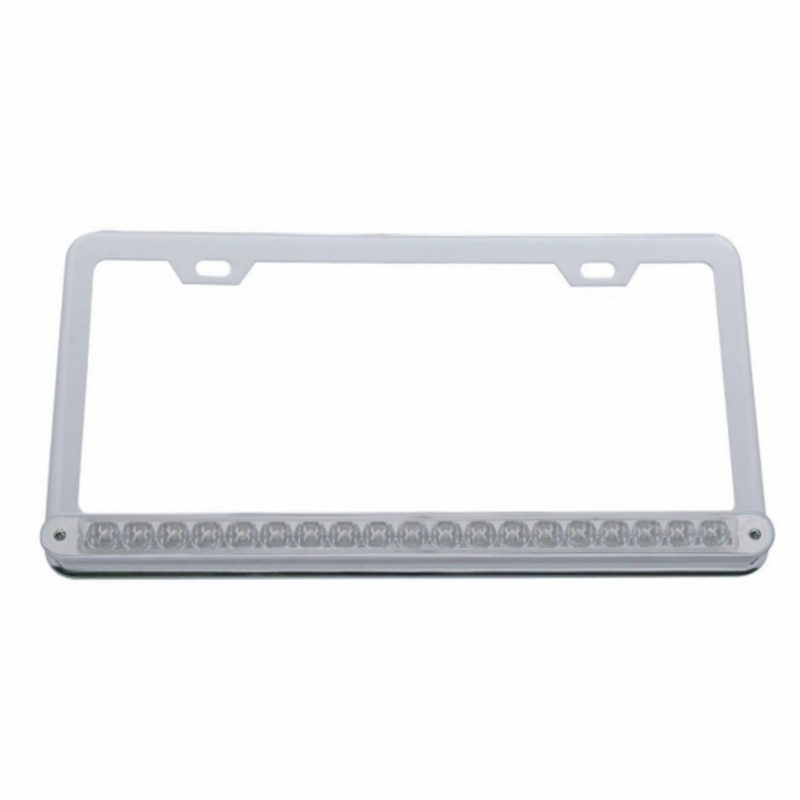 United Pacific Chrome License Plate Frame With 19 LED 12" Reflector Light Bar Amber LED/Clear Lens 37948