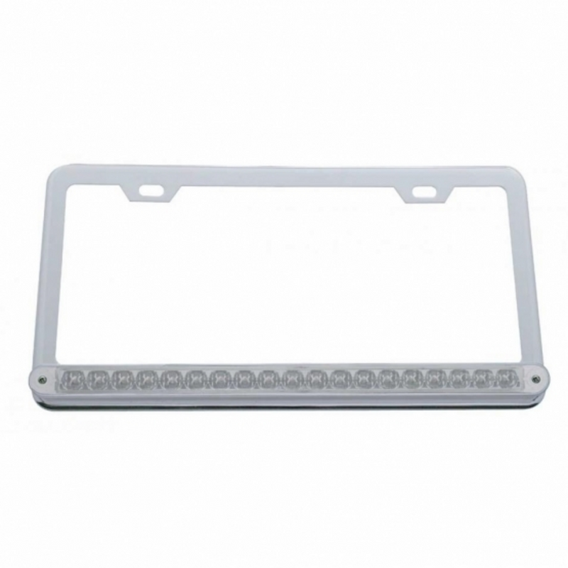 United Pacific Chrome License Plate Frame With 19 LED 12" Reflector Light Bar Red LED/Clear Lens 37949