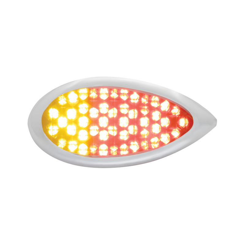 United Pacific 51 LED Duo "Teardrop" Auxiliary/Utility Light With Bezel Red + Amber LED/Clear Lens 37964