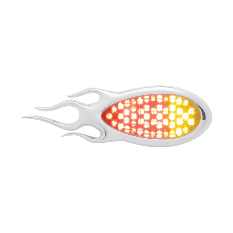 United Pacific 51 LED Duo "Inferno" Auxiliary/Utility Light With Flame Bezel Red+Amber LED/Clear Lens 37965