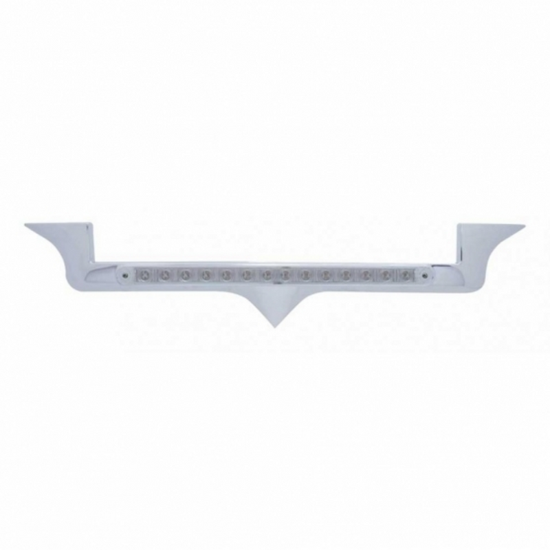 United Pacific Chrome Hood Emblem Trim With 19 LED Reflector Light Bar For Kenworth Red LED/Clear Lens 37972
