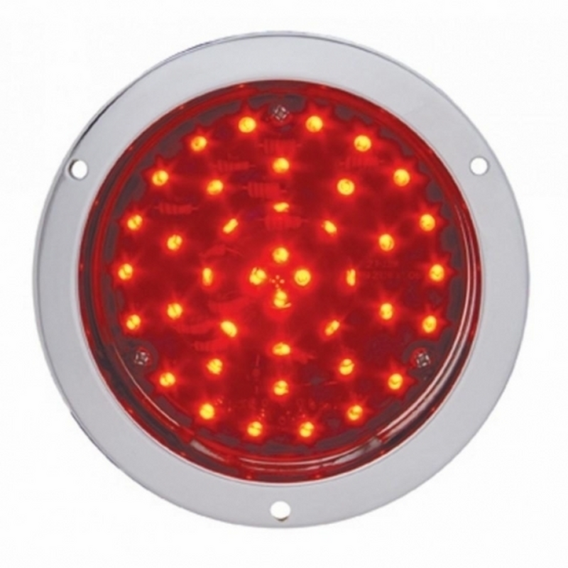 United Pacific 40 LED 4" Round Deep-Dish Stop, Turn & Tail Light With Flange Mount- Red LED/Red Lens 38062