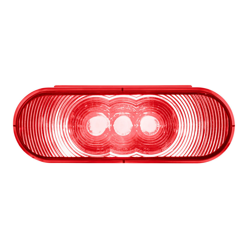 United Pacific 3 LED 6" Oval Light (Stop, Turn, & Tail)- Red LED/Red Lens 38067B