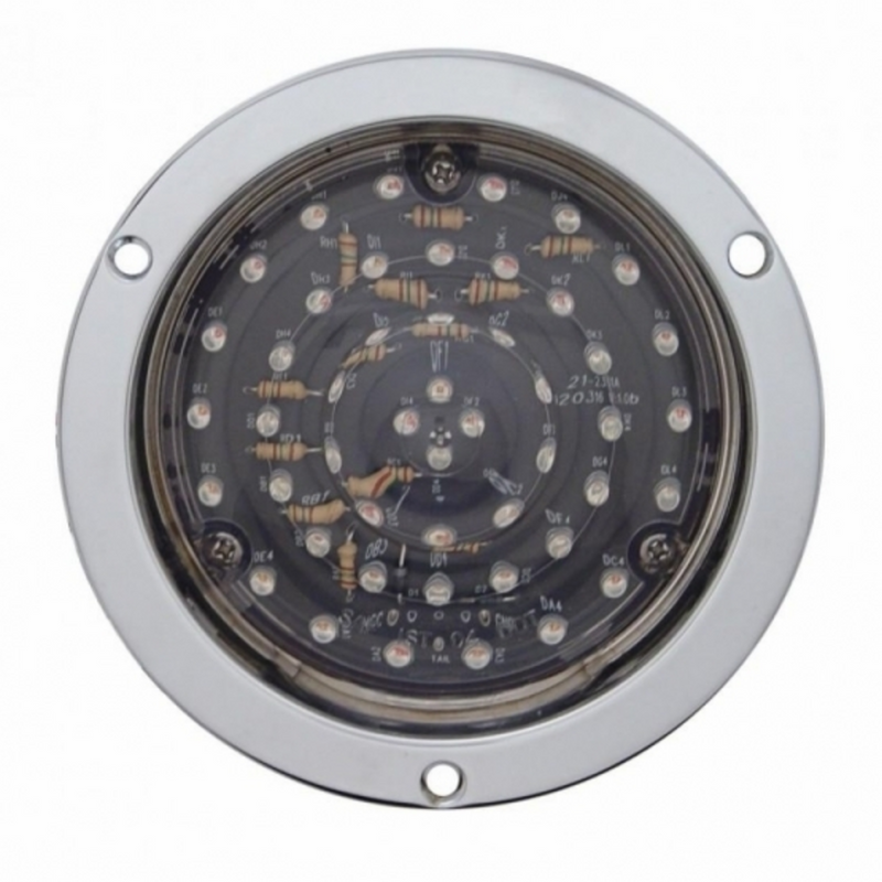 United Pacific 40 LED 4" Round Deep-Dish Stop, Turn & Tail Light With Flange Mount- Red LED/Clear Lens 38075