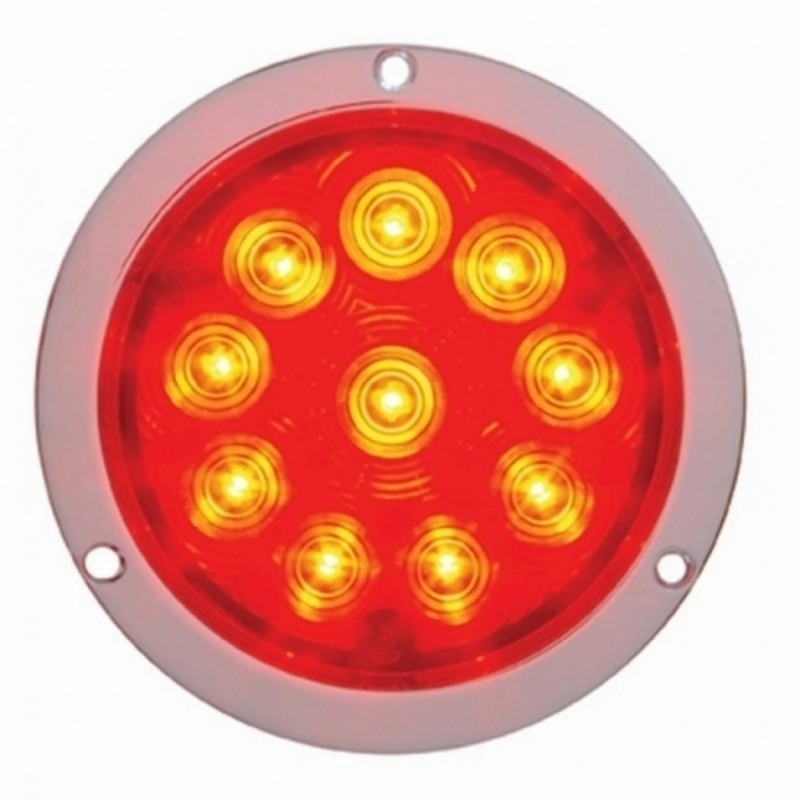 United Pacific 10 LED 4" Round Flange Mount Light (Stop, Turn & Tail) Red LED/Red Lens 38076