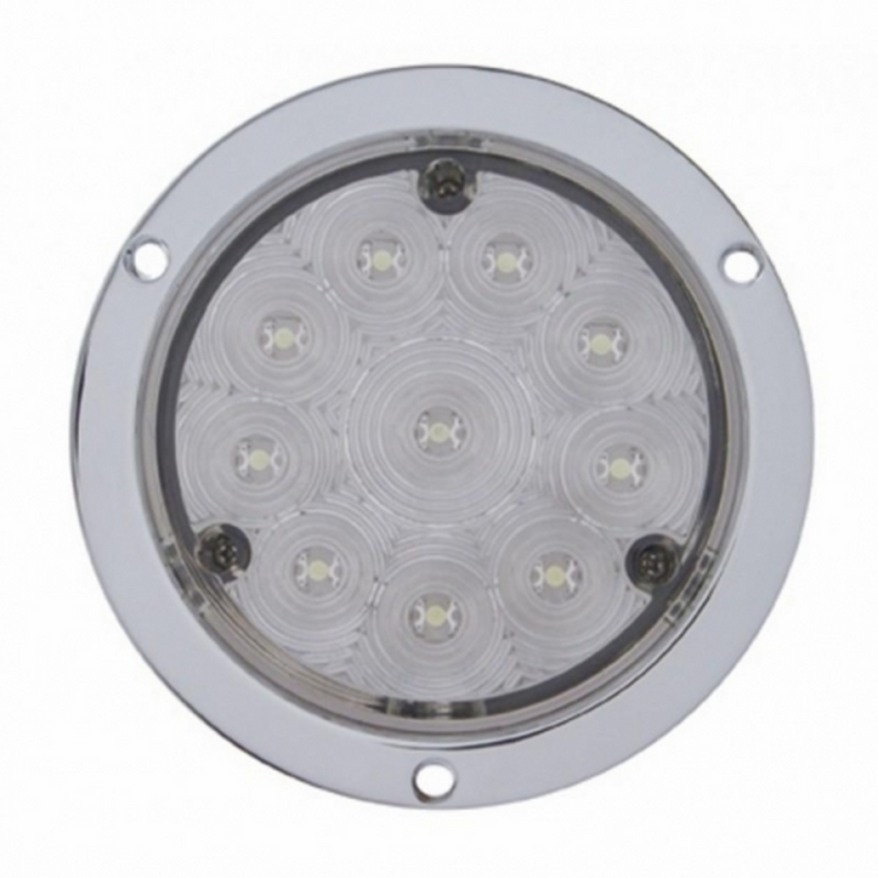 United Pacific 10 LED 4" Round Flange Mount Light (Stop, Turn & Tail) Red LED/Clear Lens 38077