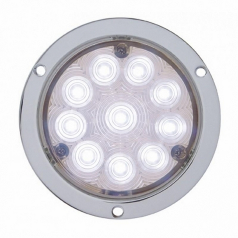United Pacific 10 LED 4" Flange Mount Back-Up Light -White LED/Clear Lens 38078