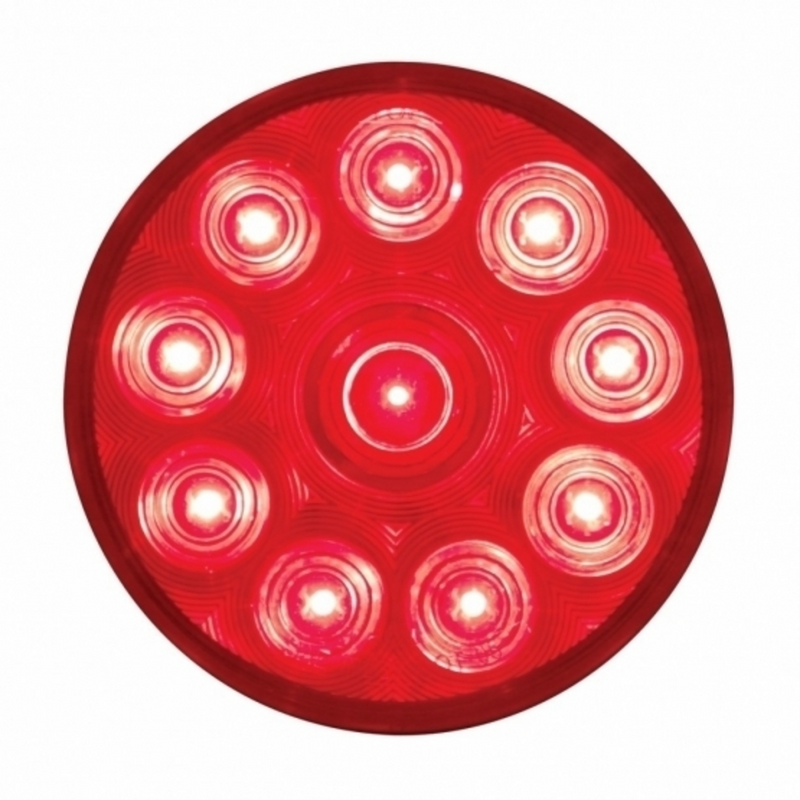 United Pacific 10 LED 4" Round Light (Stop, Turn & Tail) Red LED/Red Lens 38098