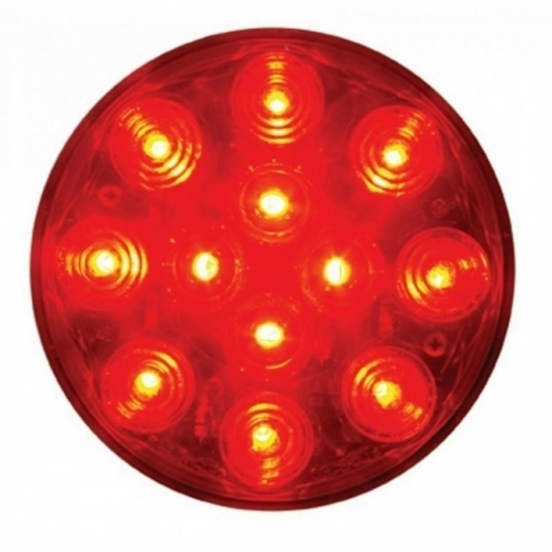 United Pacific 12 LED 4" Round Light (Stop, Turn & Tail) Red LED/Red Lens 38112