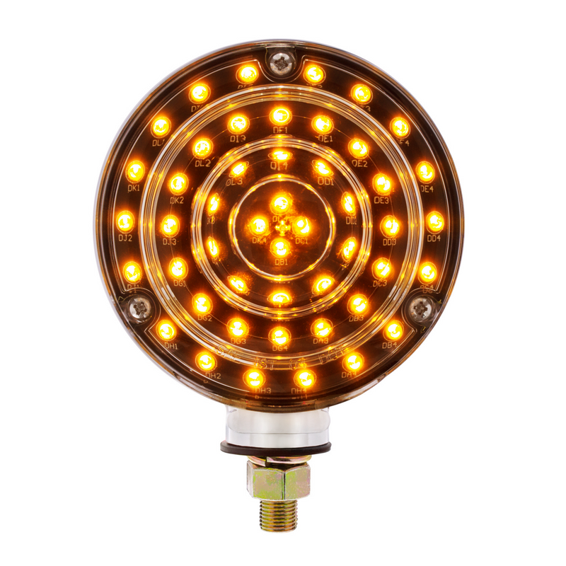 United Pacific 88 LED Single Stud Double Face Turn Signal Light Amber & Red LED/Clear Lens 38114