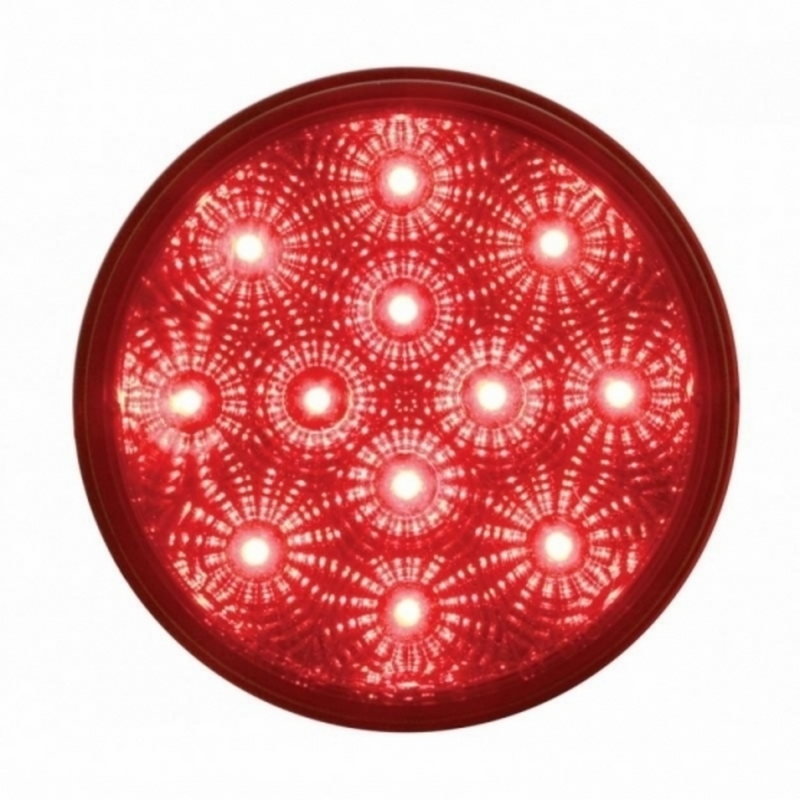 United Pacific 12 LED 4" Round Reflector Light (Stop, Turn & Tail) Red LED/Red Lens (Bulk) 38116B