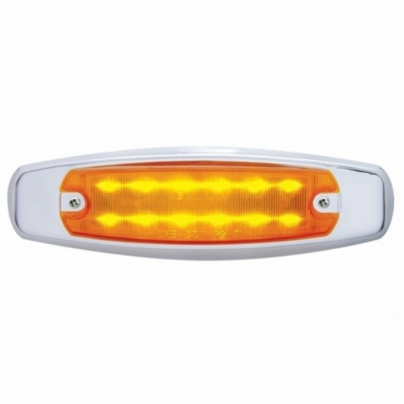United Pacific 12 LED Rectangular Light (Clearance/Marker) With Chrome Bezel Amber LED/Amber Lens 38134