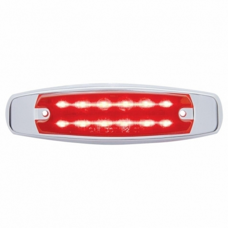 United Pacific 12 LED Rectangular Light (Clearance/Marker) With Chrome Bezel Red LED/Red Lens 38135