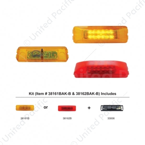 United Pacific 12 LED Rectangular Light Kit (Clearance/Marker) - Red LED/Red Lens (Bulk) 38162BAK-B