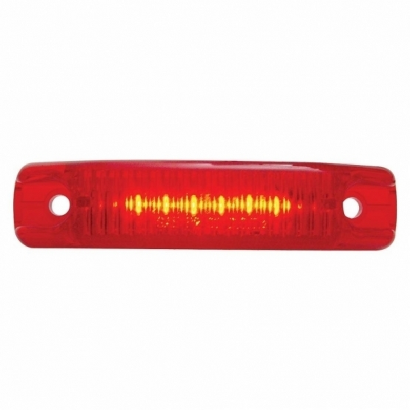 United Pacific 6 LED Rectangular Streamline Light (Clearance/Marker) Red LED/Red Lens 38166