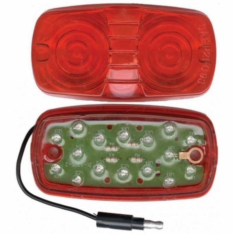 United Pacific 16 LED 4" X 2" Rectangular Light (Clearance/Marker) With Single Wire Red LED/Red Lens 38192