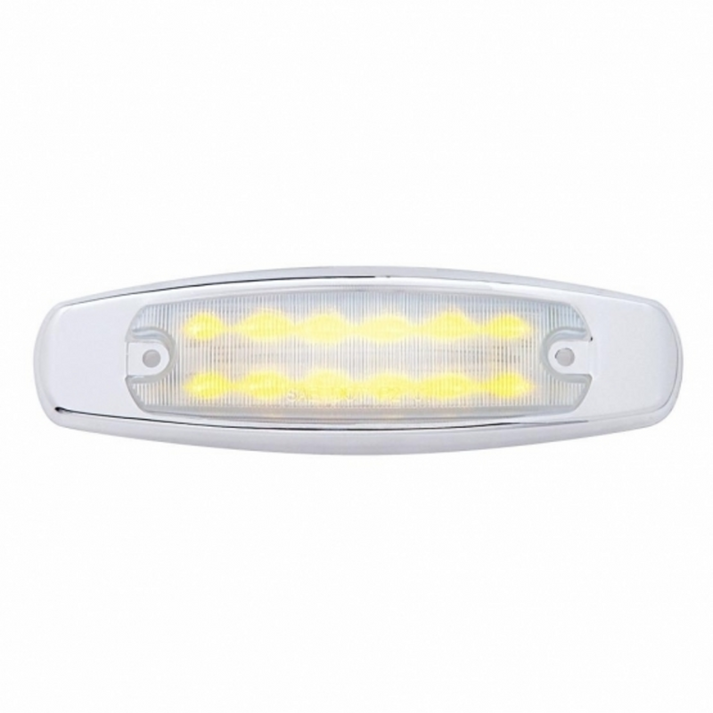 United Pacific 12 LED Rectangular Light (Clearance/Marker) With Chrome Bezel Amber LED/Clear Lens 38218