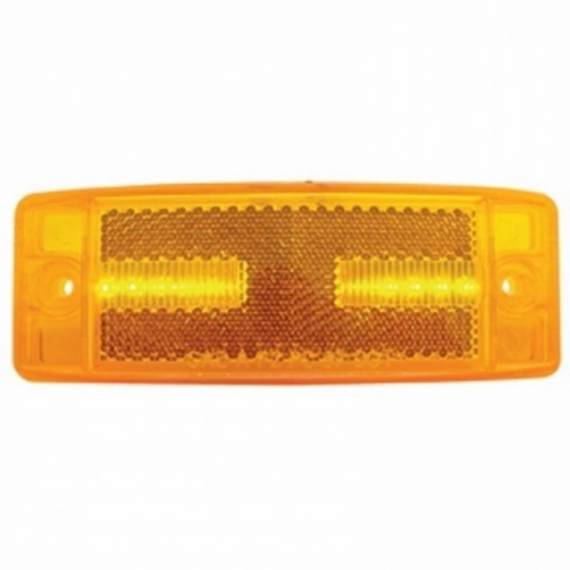 United Pacific 8 LED Rectangular Light Clearance/Marker With Reflex Lens Amber LED/Amber Lens 38258