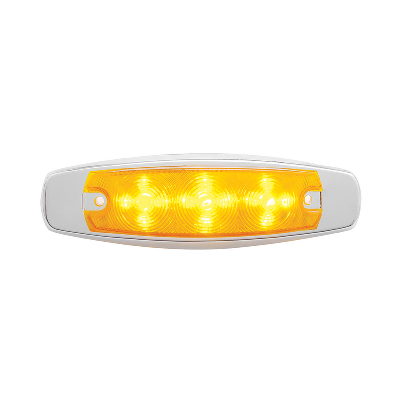 United Pacific 15 LED Rectangular Light With Bezel (Clearance/Marker) Amber LED/Amber Lens 38301
