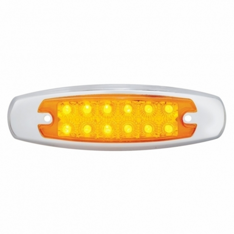 United Pacific 12 LED Reflector Rectangular Light With Bezel (Clearance/Marker) Amber LED/Amber Lens (Bulk) 38305B