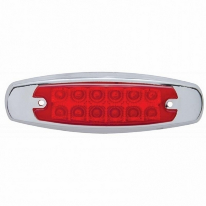 United Pacific 12 LED Reflector Rectangular Light With Bezel (Clearance/Marker) Red LED/Red Lens 38306
