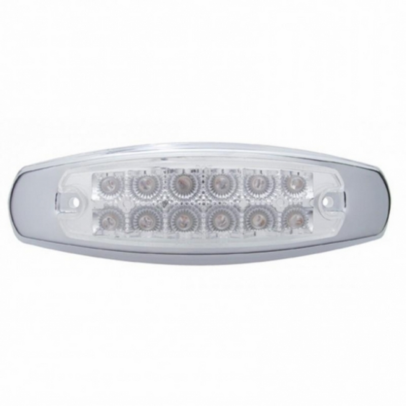 United Pacific 12 LED Reflector Rectangular Light With Bezel (Clearance/Marker) Amber LED/Clear Lens 38307