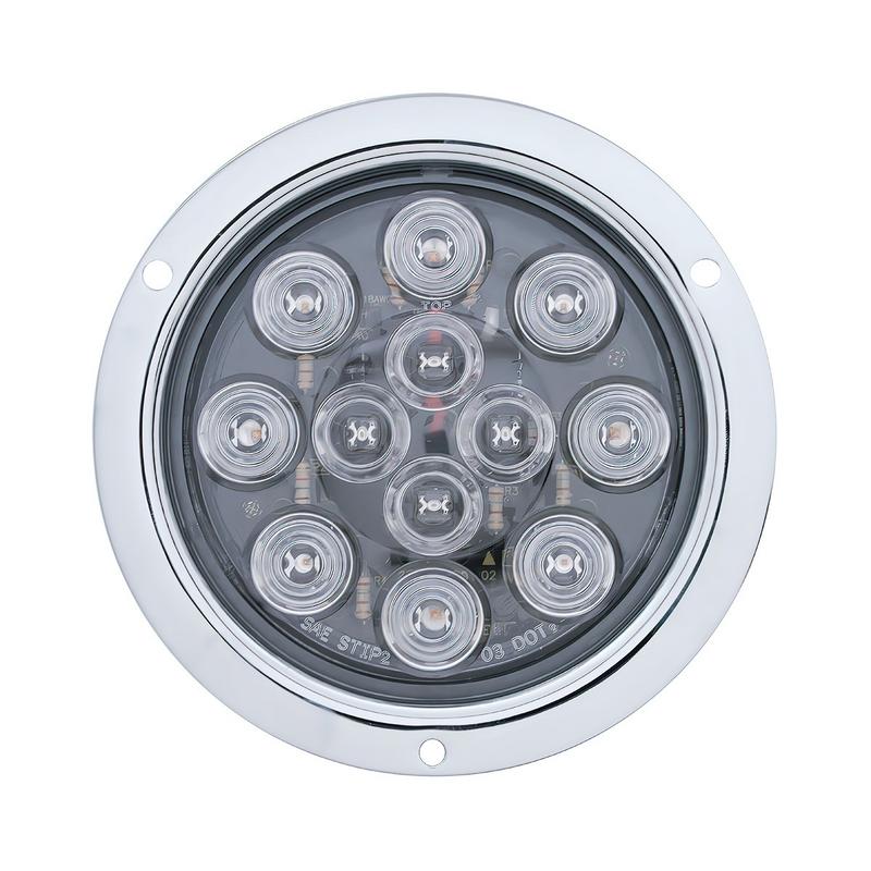United Pacific 12 LED 4" Round Flange Mount Light (Stop, Turn & Tail) Red LED/Clear Lens 38649
