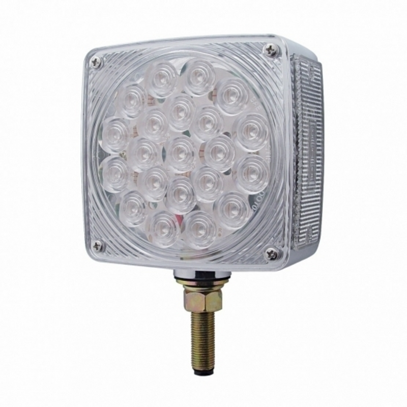United Pacific 45 LED Single Stud Double Face Turn Signal Light (Driver) Amber & Red LED/Clear Lens 38705