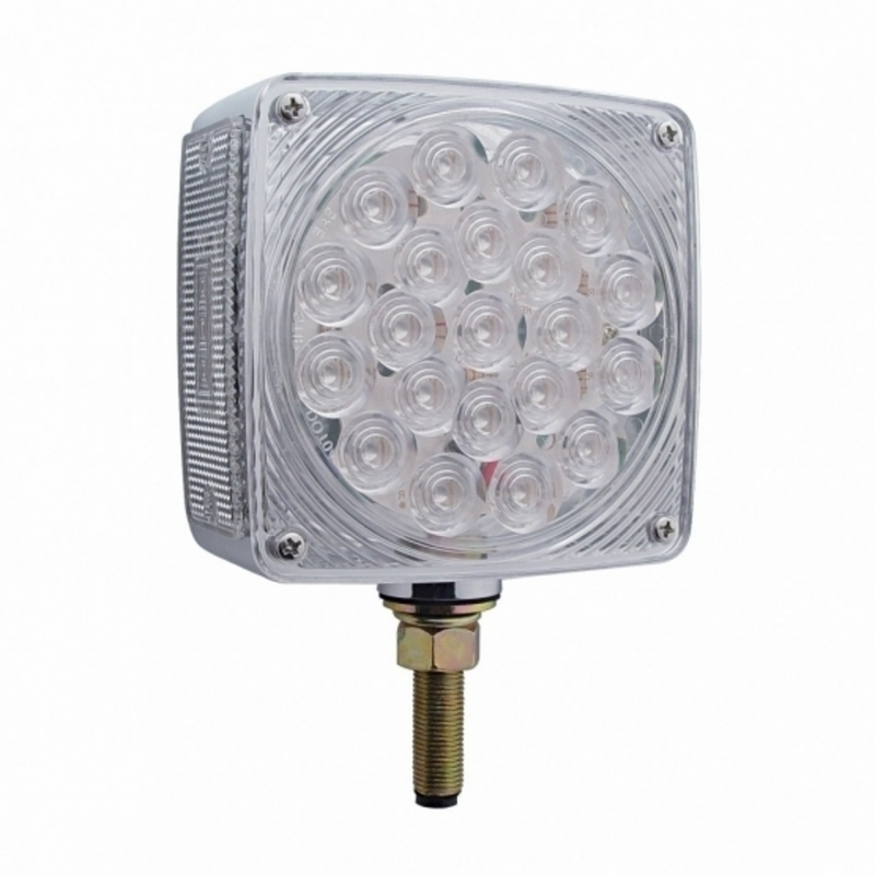 United Pacific 45 LED Single Stud Double Face Turn Signal Light (Passenger) Amber & Red LED/Clear Lens 38706