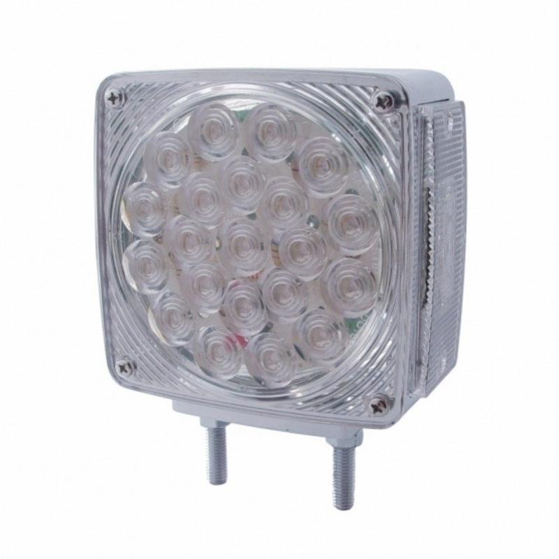 United Pacific 45 LED Double Stud Double Face Turn Signal Light (Driver) Amber & Red LED/Clear Lens 38707