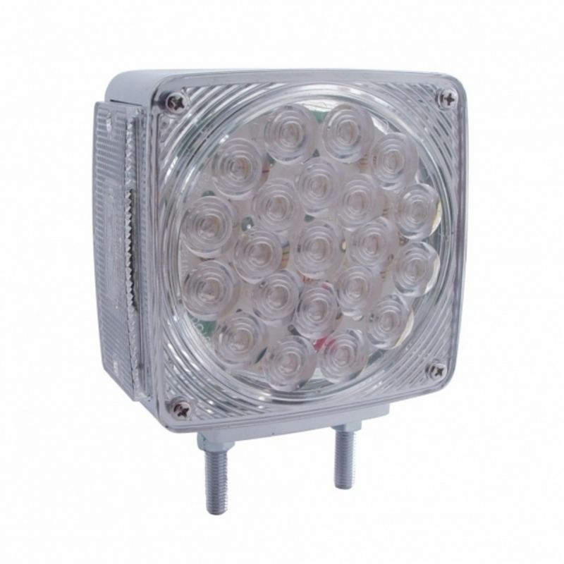 United Pacific 45 LED Double Stud Double Face Turn Signal Light (Passenger) Amber & Red LED/Clear Lens 38708