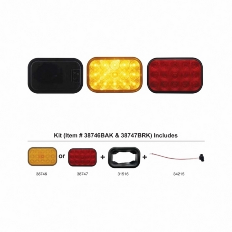 United Pacific 15 LED Rectangular Turn Signal Light Kit Amber LED/Amber Lens 38746BAK