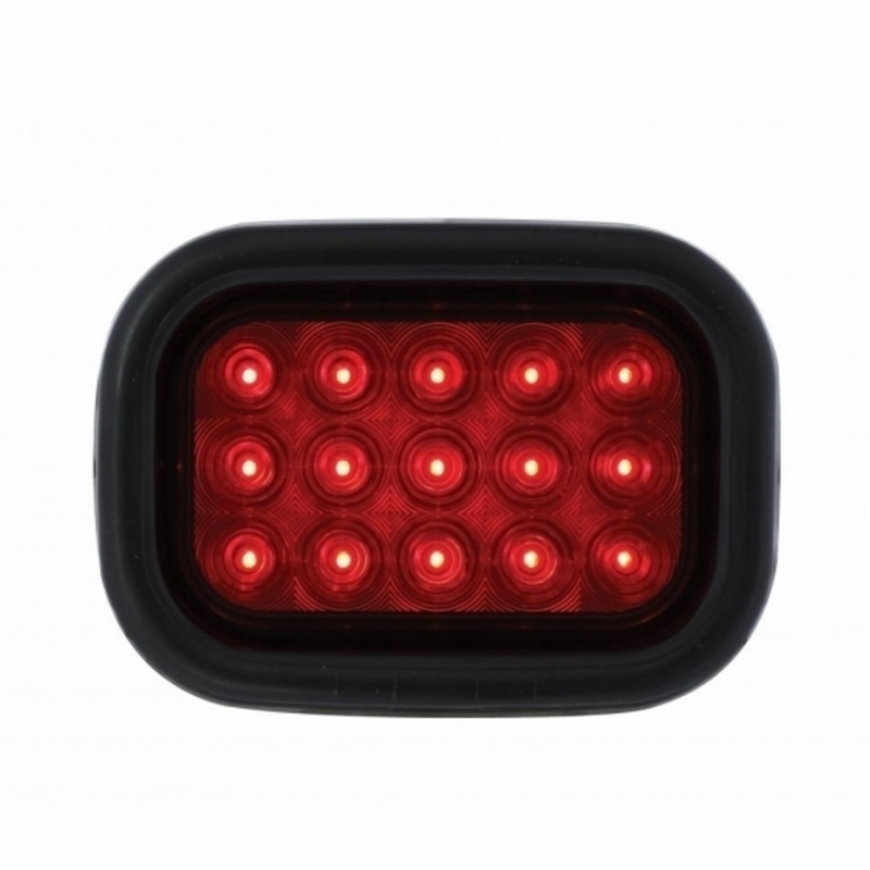 United Pacific 15 LED Rectangular Light Kit (Stop, Turn & Tail) Red LED/Red Lens 38747BRK