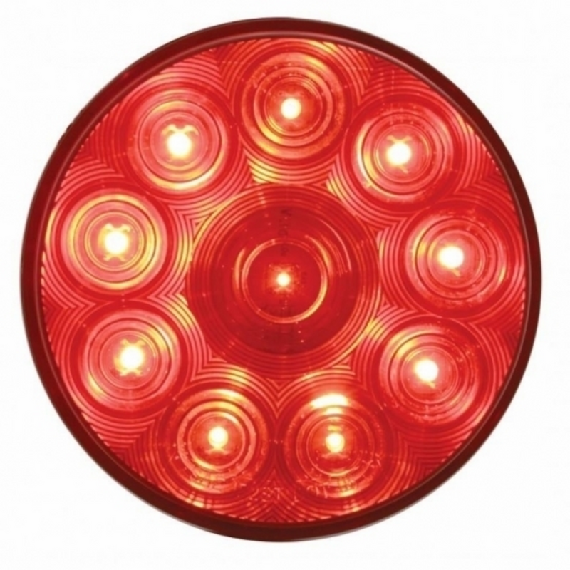 United Pacific 10 LED 4" Round Light (Stop, Turn & Tail) Red LED/Red Lens (Bulk) 38770B