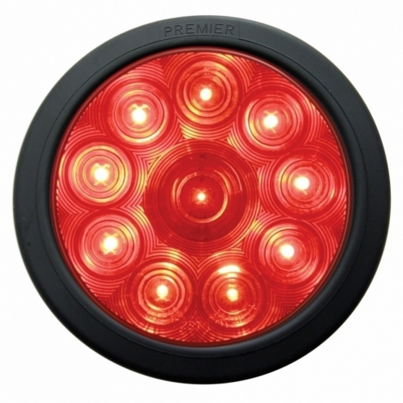 United Pacific 10 LED 4" Round Light Kit (Stop, Turn & Tail) Red LED/Red Lens 38770BRK