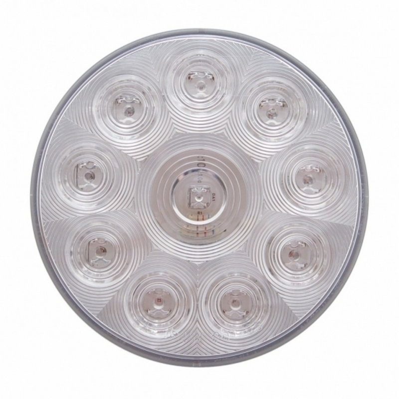 United Pacific 10 LED 4" Round Light (Stop, Turn & Tail) Red LED/Clear Lens (Bulk) 38772B