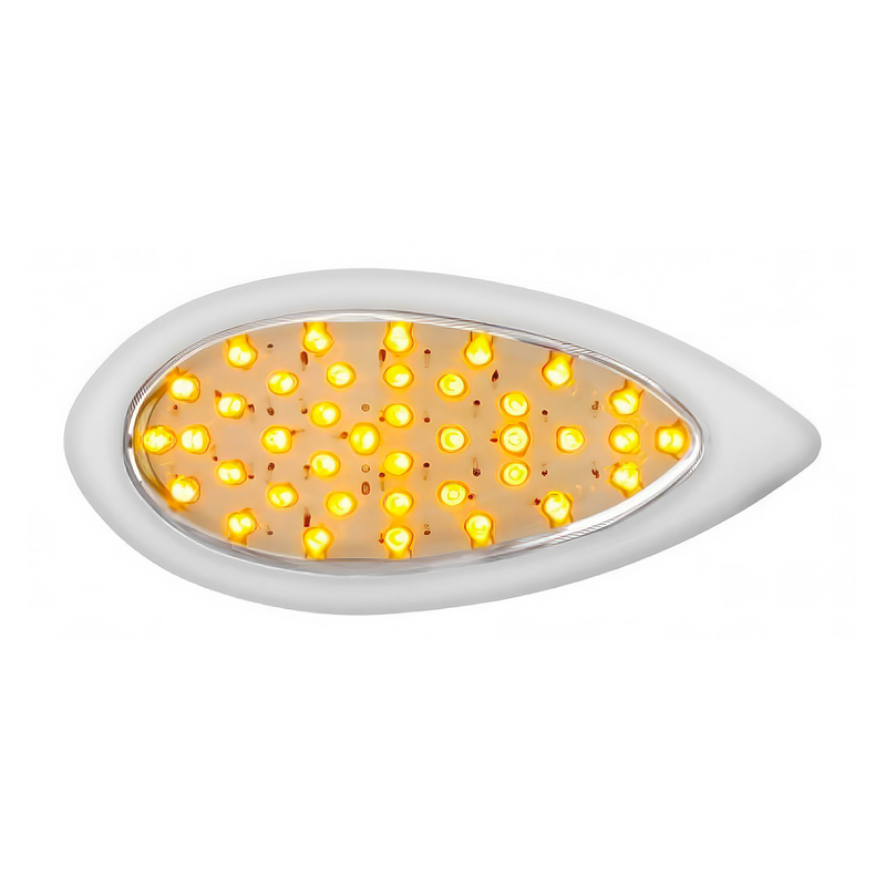 United Pacific 39 LED "Teardrop" Turn Signal Light With Bezel Amber LED/Clear Lens 38807