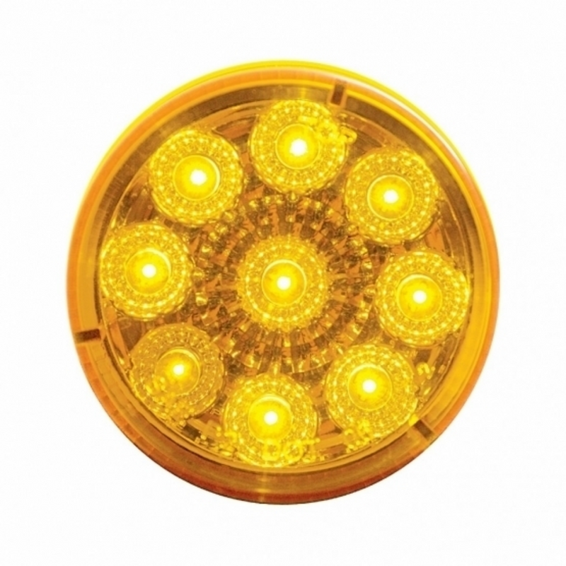 United Pacific 9 LED 2" Round Reflector Light (Clearance/Marker) Amber LED/Amber Lens 38849