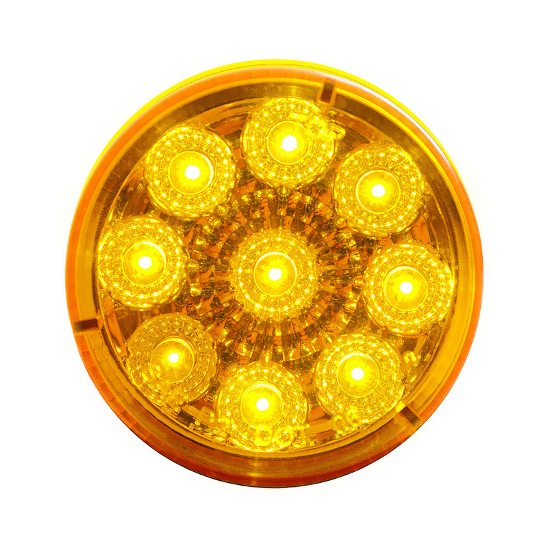 United Pacific 9 LED 2" Round Reflector Light (Clearance/Marker) Amber LED/Amber Lens (Bulk) 38849B