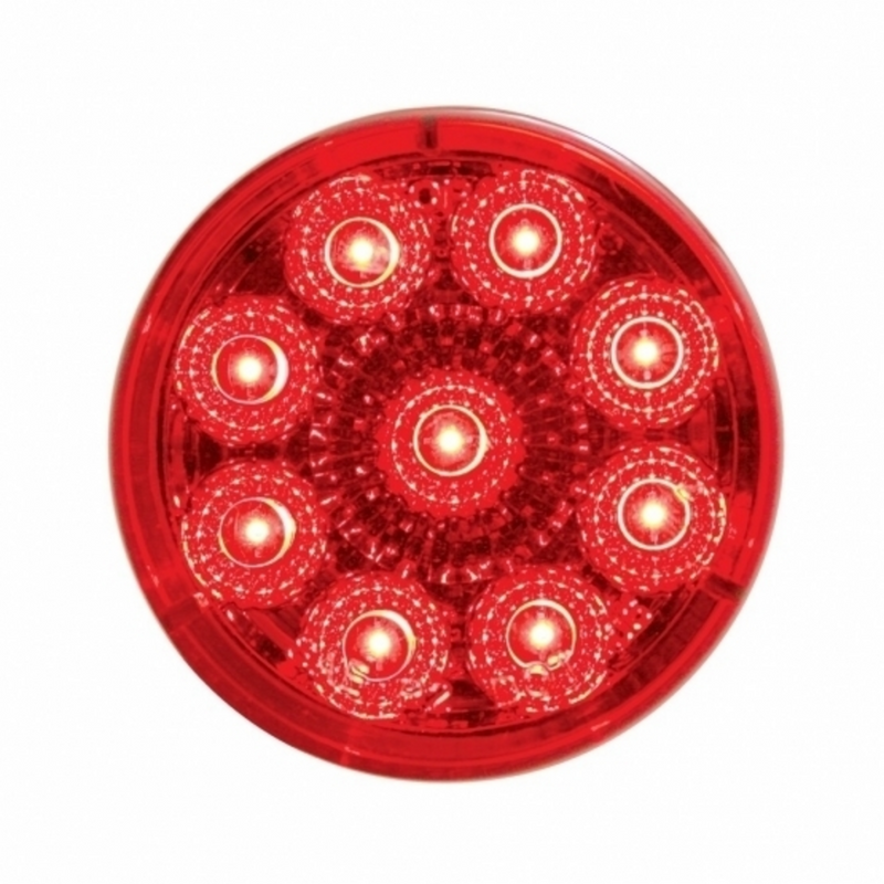 United Pacific 9 LED 2" Round Reflector Light (Clearance/Marker) Red LED/Red Lens (Bulk) 38850B