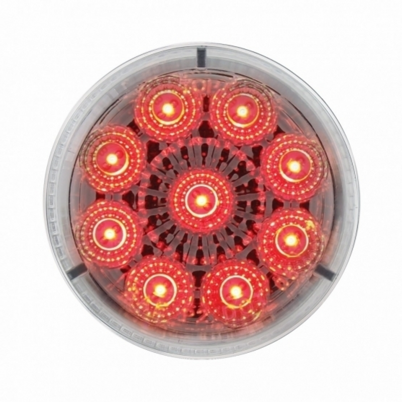 United Pacific 9 LED 2" Round Reflector Light (Clearance/Marker) Red LED/Clear Lens 38852