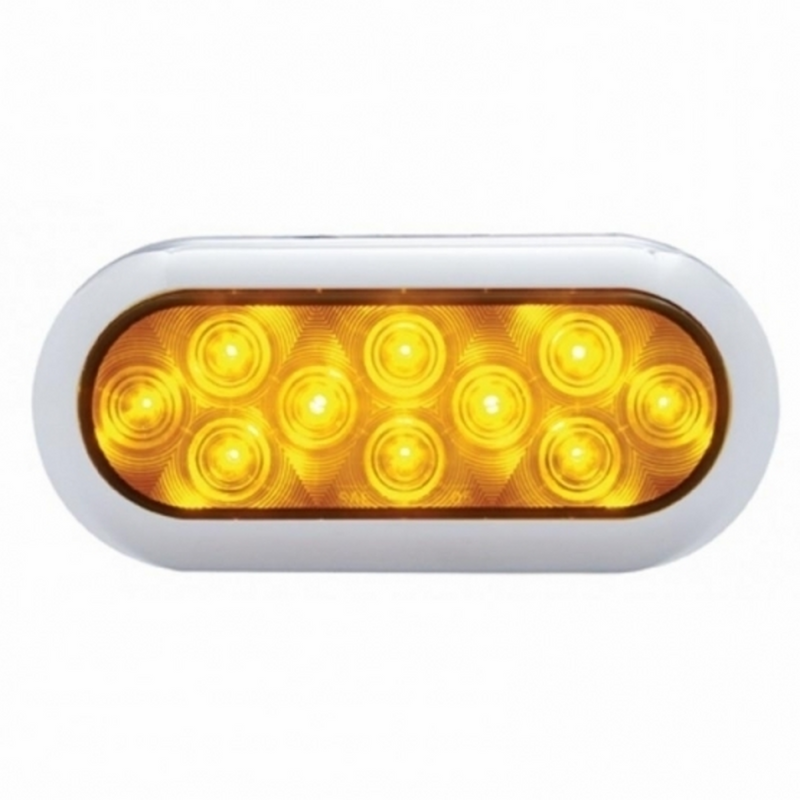 United Pacific 10 LED 6" Oval Flange Mount Turn Signal Light With Bezel Amber LED/Amber Lens (Bulk) 38901B