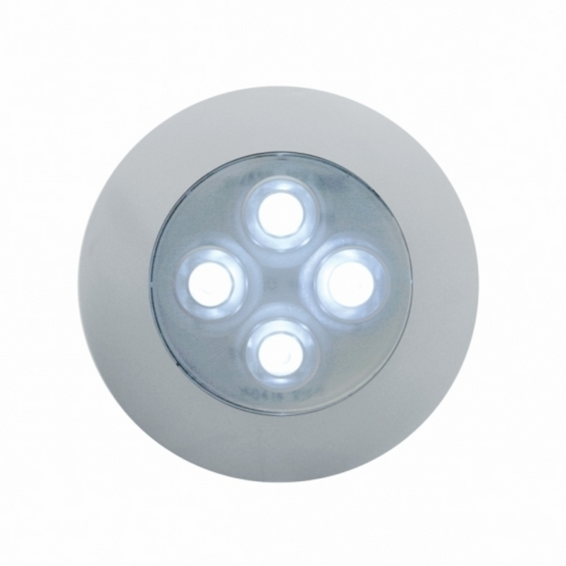 United Pacific 4 LED 1-3/4" Dome Light 3" Round Bezel-White LED/Clear Lens 38936