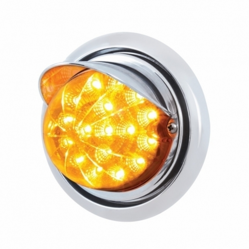 United Pacific Front Bumper Light With 17 Amber LED Dual Function Clear Reflector Light & Visor For FL Columbia Amber Lens 39152