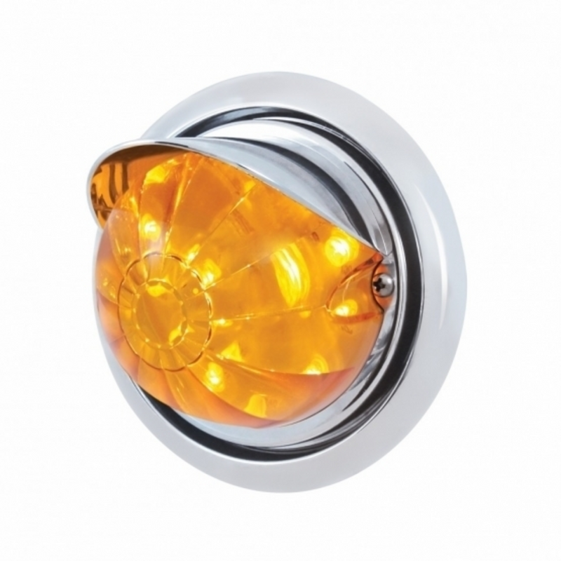 United Pacific Front Bumper Light With 17 Amber LED Watermelon Light & Visor For Freightliner Columbia Amber Lens 39154