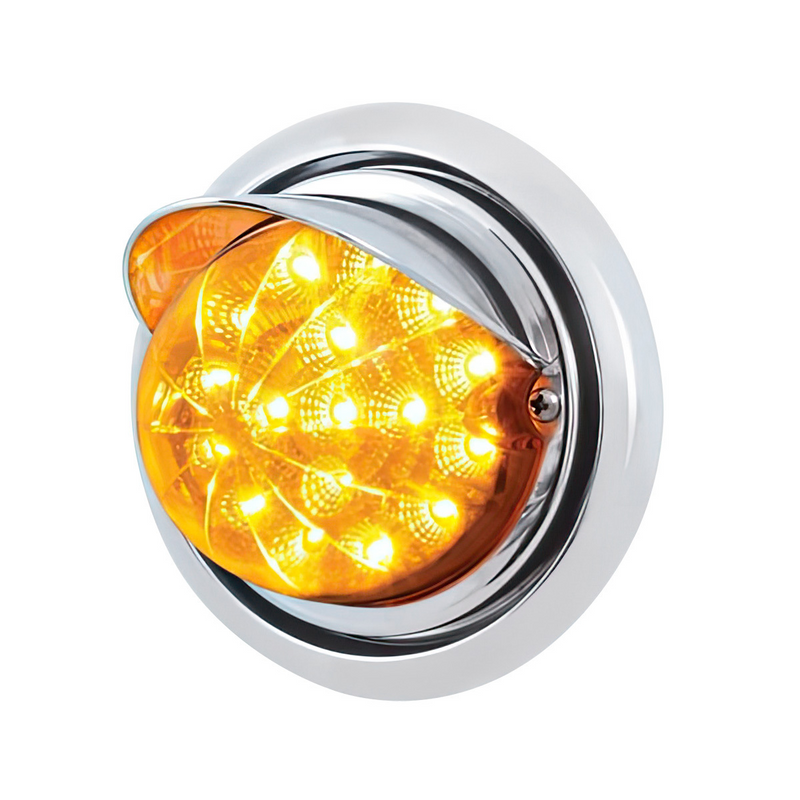 United Pacific Front Bumper Light With 17 Amber LED Reflector Light & Visor For Freightliner Columbia Amber Lens 39156