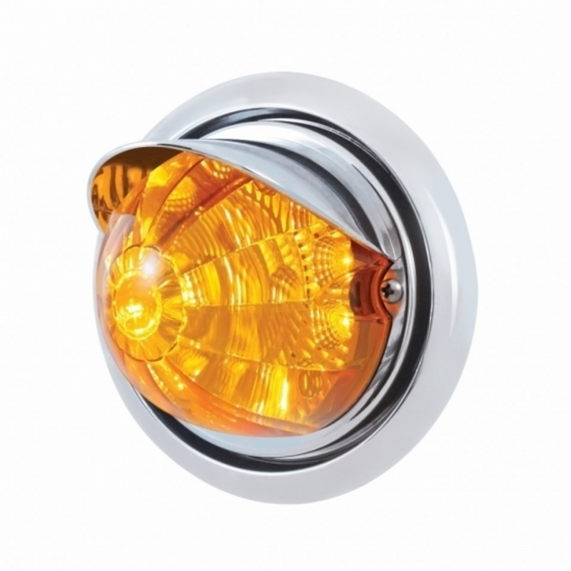 United Pacific Front Bumper Light With 17 Amber LED Reflector Watermelon Light & Visor For Freightliner Columbia Amber Lens 39158